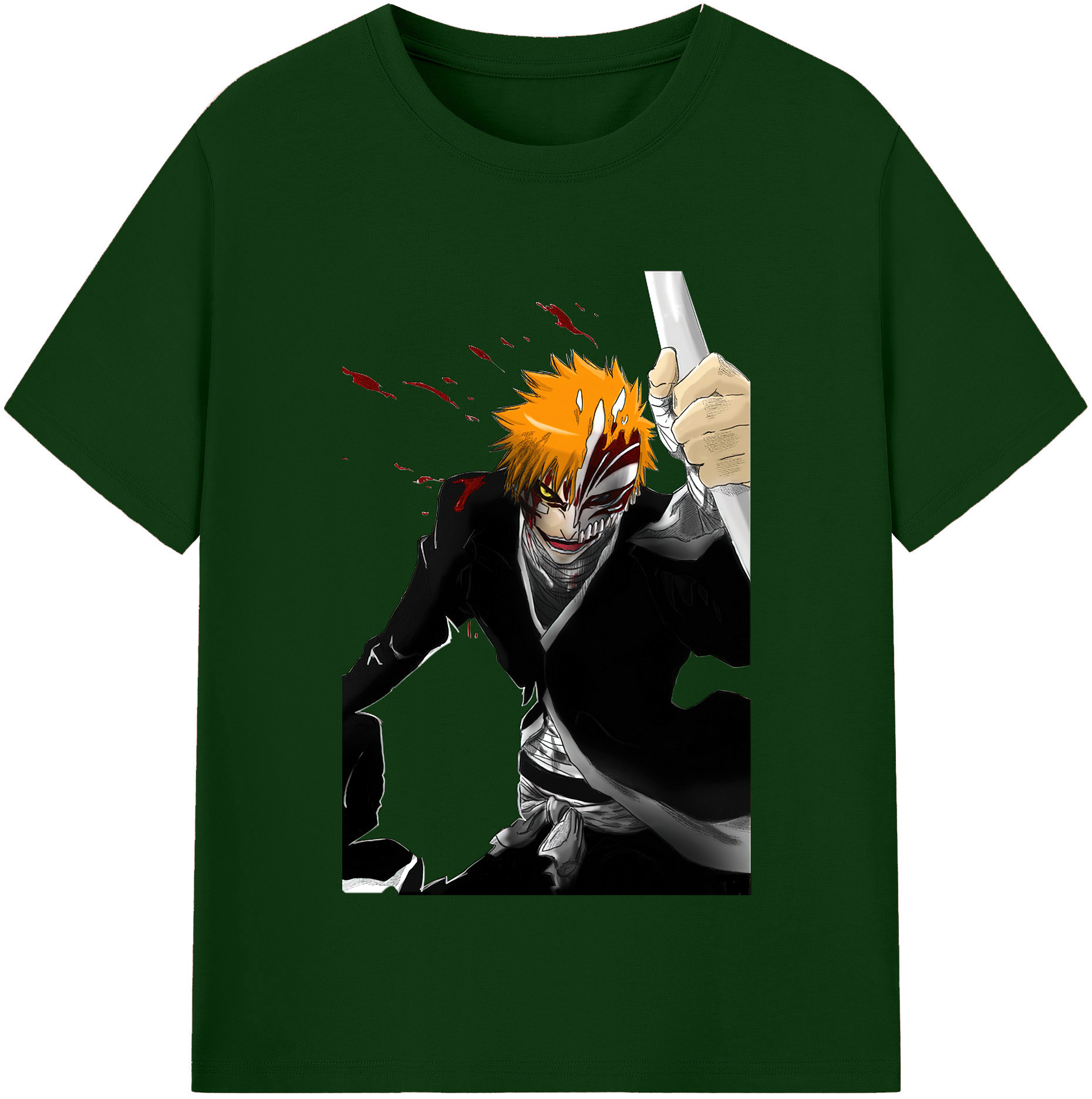 （画像用） ブリーチ 黒崎一護（くろさき いちご）BLEACH Kurosaki Ichigo 綿100％半袖Tシャツ（フロントプリント）